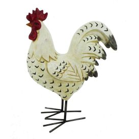 Figurine coq blanc patte en fer