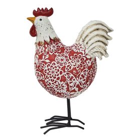 Figurine coq rouge sculptée