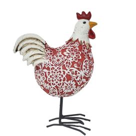 Figurine poule rouge sculptée