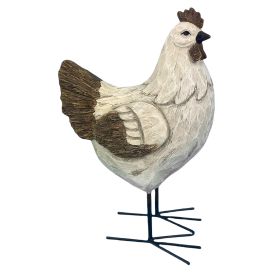 poule blanche à la queue marron en résine