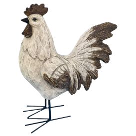 Coq blanc à la queue marron en résine
