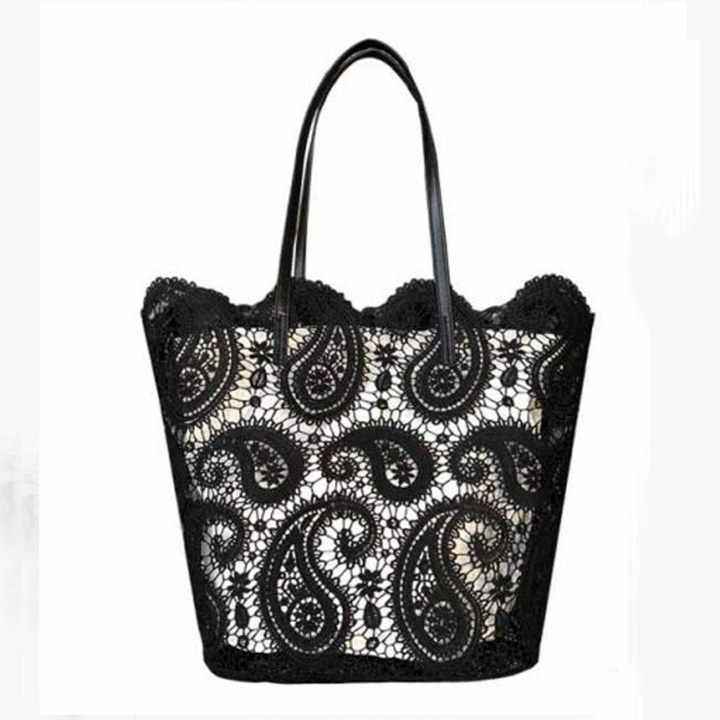 Sac dentelle croisette rigide polyester grande taille 32 cm
