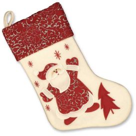 Chaussette de noël rouge et blanche avec père noël