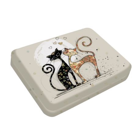 Boite à bijoux de poche avec miroir - Chat Amoureux