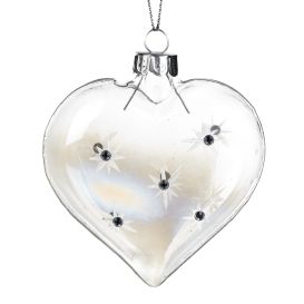 Suspension cœur transparent avec strass Ø 8 cm