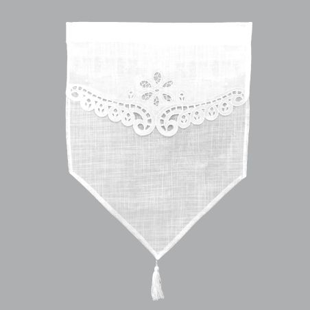 Rideau blanc dentelle médaillon