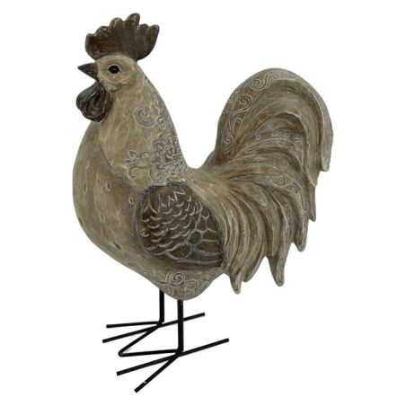 Coq couleur bois en résine