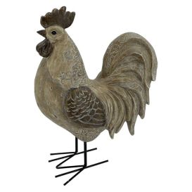 Coq couleur bois en résine