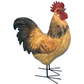Coq roux  en résine imitation bois sculpté