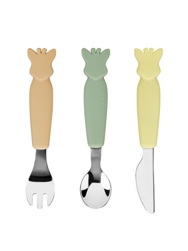 Set couvert Sophie la girafe inox et silicone