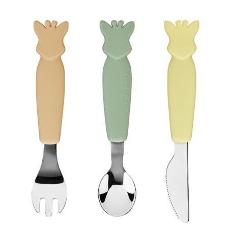 Set couvert Sophie la girafe inox et silicone