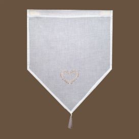 Rideau blanc brodé bouquet