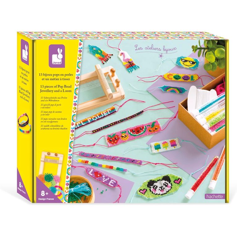 J07999 - Kit créatif 13 Bijoux Pop en Perles et un Métier à Tisser