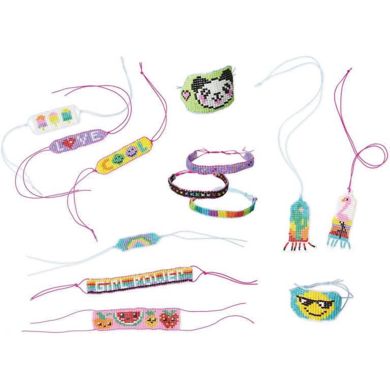 J07999 - Kit créatif 13 Bijoux Pop en Perles et un Métier à Tisser