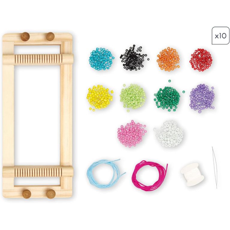 J07999 - Kit créatif 13 Bijoux Pop en Perles et un Métier à Tisser