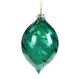 Boule de noël marbrée verte - ovale