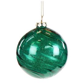 Boule de noël marbrée verte - ronde