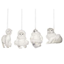 Suspension animaux blanc en pull à fourrure