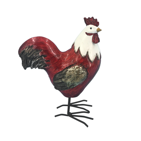 Coq rouge en résine 16.5 cm