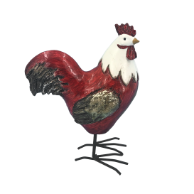 Coq rouge en résine 16.5 cm