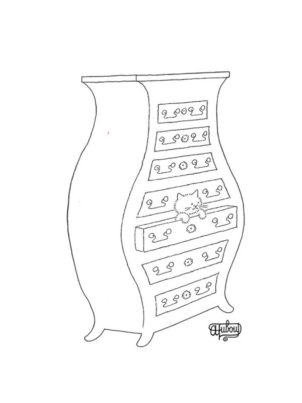 Figurine chat Dubout - Cache cache