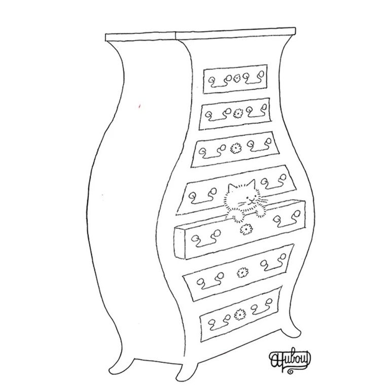 Figurine chat Dubout - Cache cache