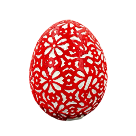 Oeuf en résine rouge et blanc