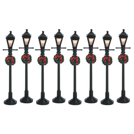 LEMAX 64500 – Lampadaires avec couronne de noël ~ lot de 8