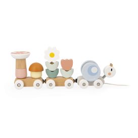 Train en bois escargot avec forme à empiler - 12 mois