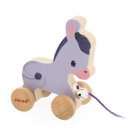  J03323 - Petit âne en bois à promener