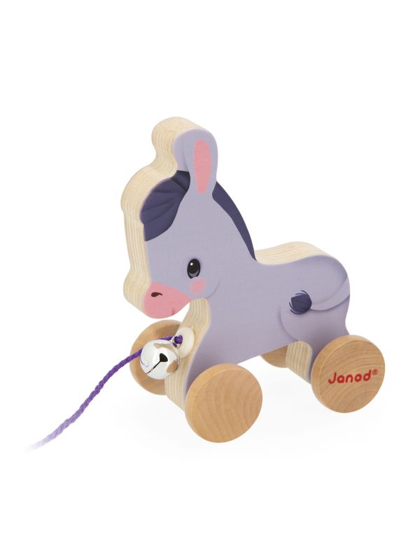  J03323 - Petit âne en bois à promener