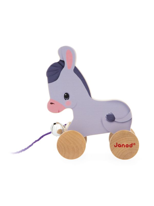  J03323 - Petit âne en bois à promener