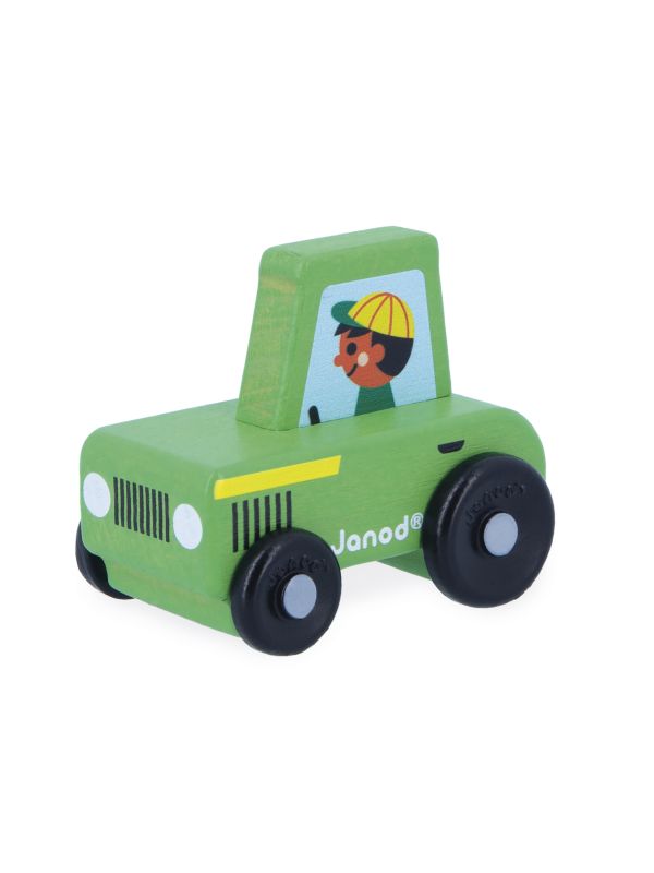 J05931 - Mini voiture en bois : Cross Roads- tracteur vert