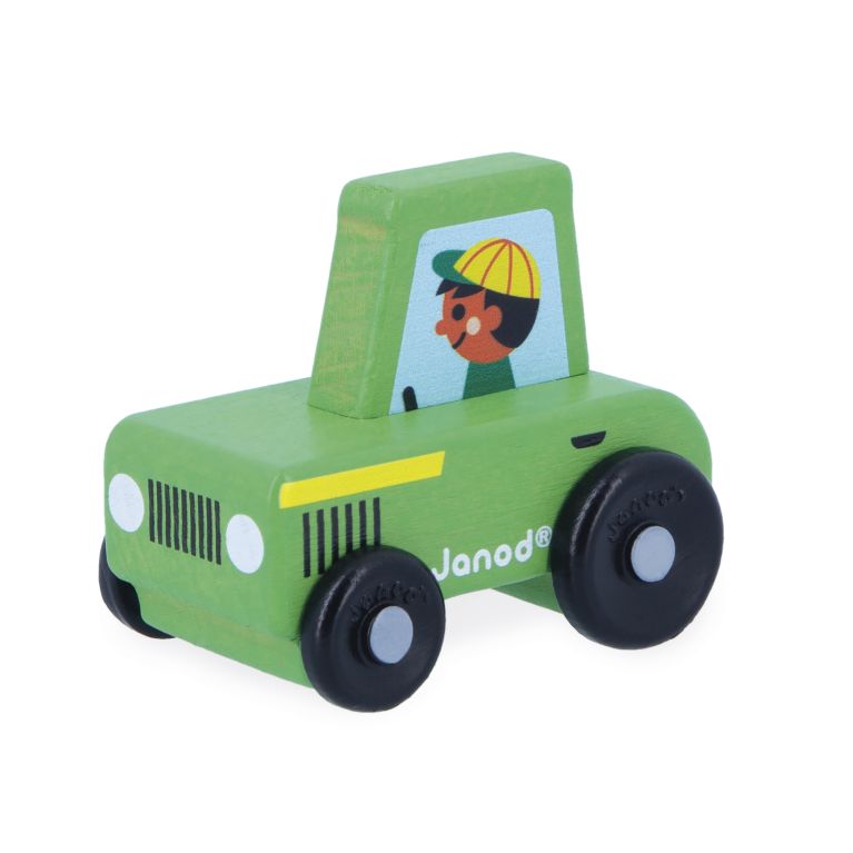 J05931 - Mini voiture en bois : Cross Roads- tracteur vert