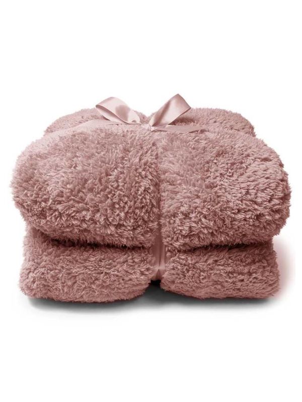 Plaid polaire " TEDDY" 150 X 200 vieux rose