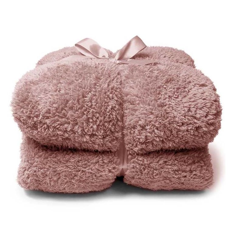 Plaid polaire " TEDDY" 150 X 200 vieux rose