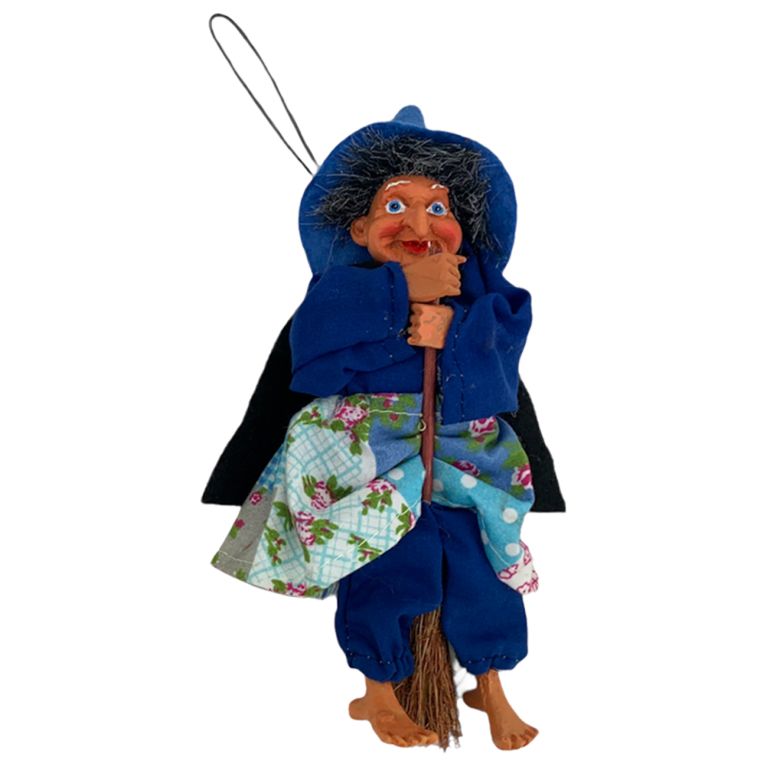 Sorcière à suspendre  fleuri bleu