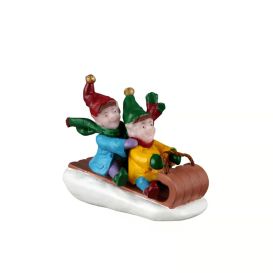 Figurine descente en luge de lutin
