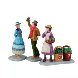Figurine vendeuse de gui et tentative de bisous