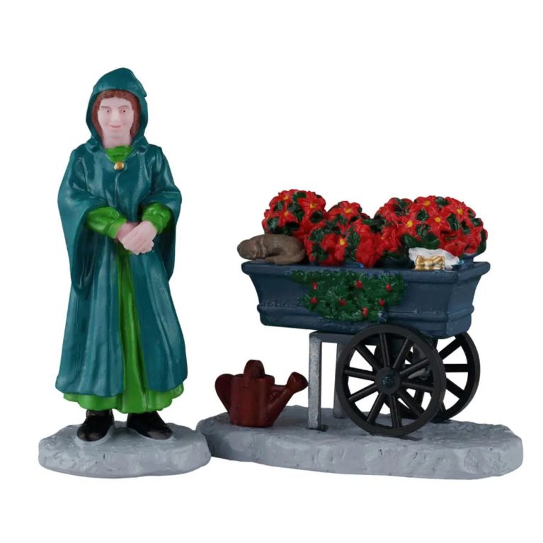 Figurine vendeuse ambulant de fleurs