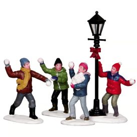 Figurine bataille de boule de neige en ville