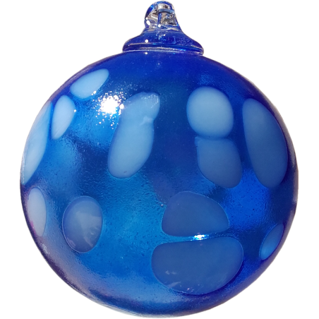 Boules de noël en verre soufflé - Bleu opaque / Blanc