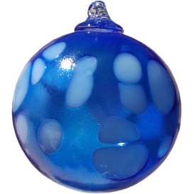 Boules de noël en verre soufflé - Bleu opaque / Blanc