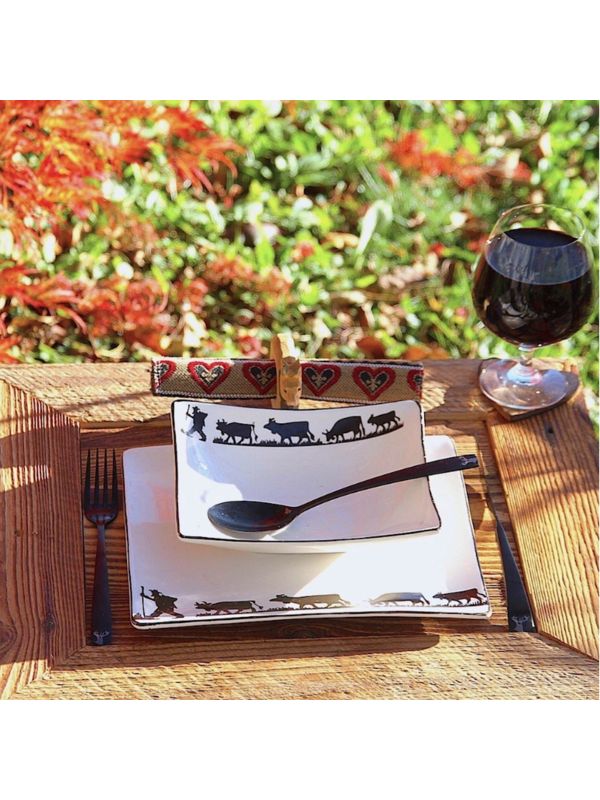 Assiette plate rectangulaire poya