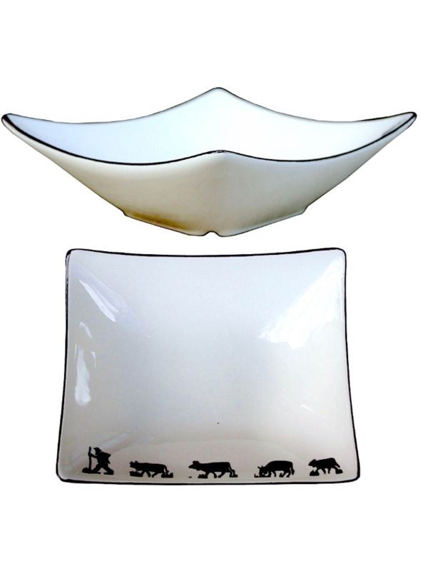 Assiette plate rectangulaire poya