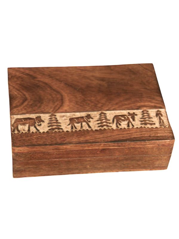 Boite à kleenex sculptés main en bois - Poya