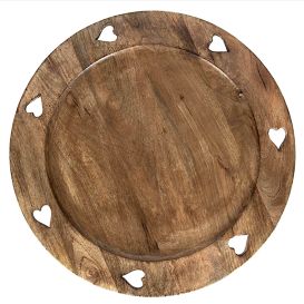 Plateau tournant en bois avec cœurs sculptés