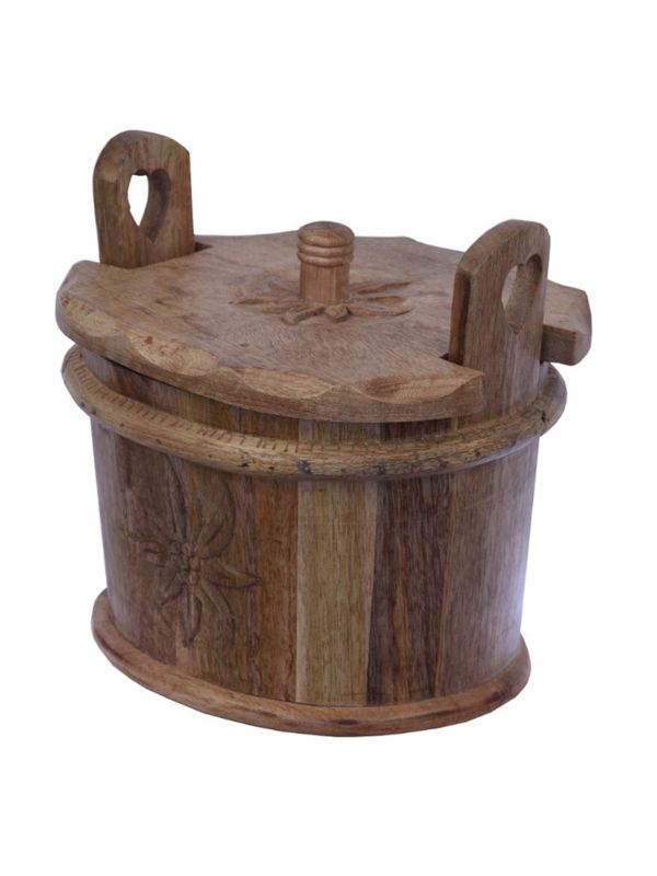 Patatière en bois avec Edelweiss sculptée