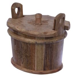 Patatière en bois avec Edelweiss sculptée