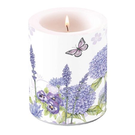 Grande bougie non parfumée - Hortensia, lavande et pensée violette
